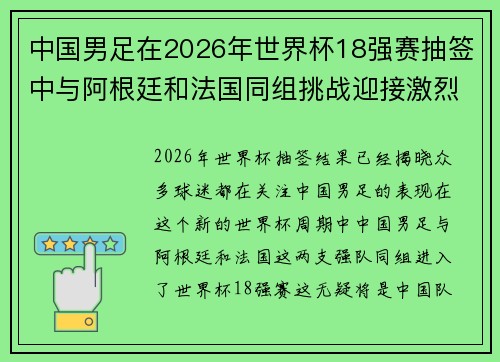 中国男足在2026年世界杯18强赛抽签中与阿根廷和法国同组挑战迎接激烈竞争